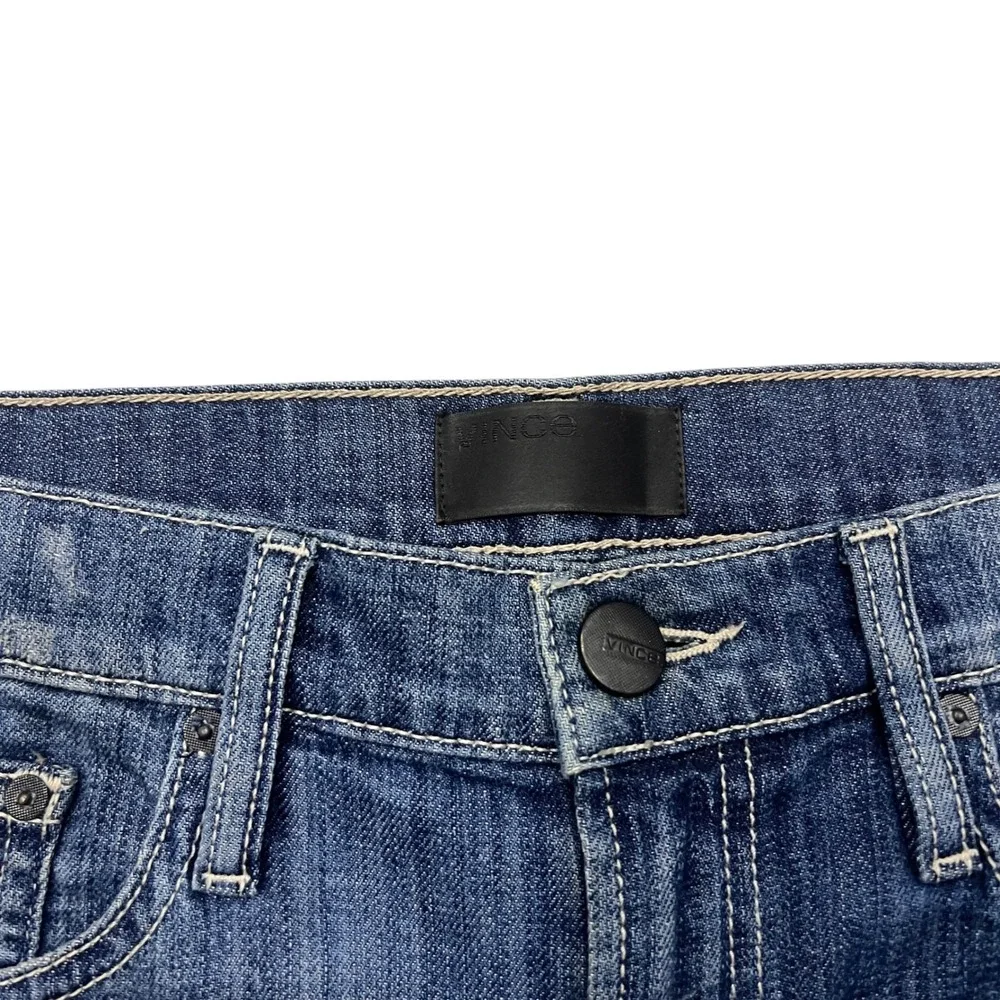 Vince Mason Relaxed Rolled Denim Shorts Medium Wash Distressed‎ Size 28 Womens